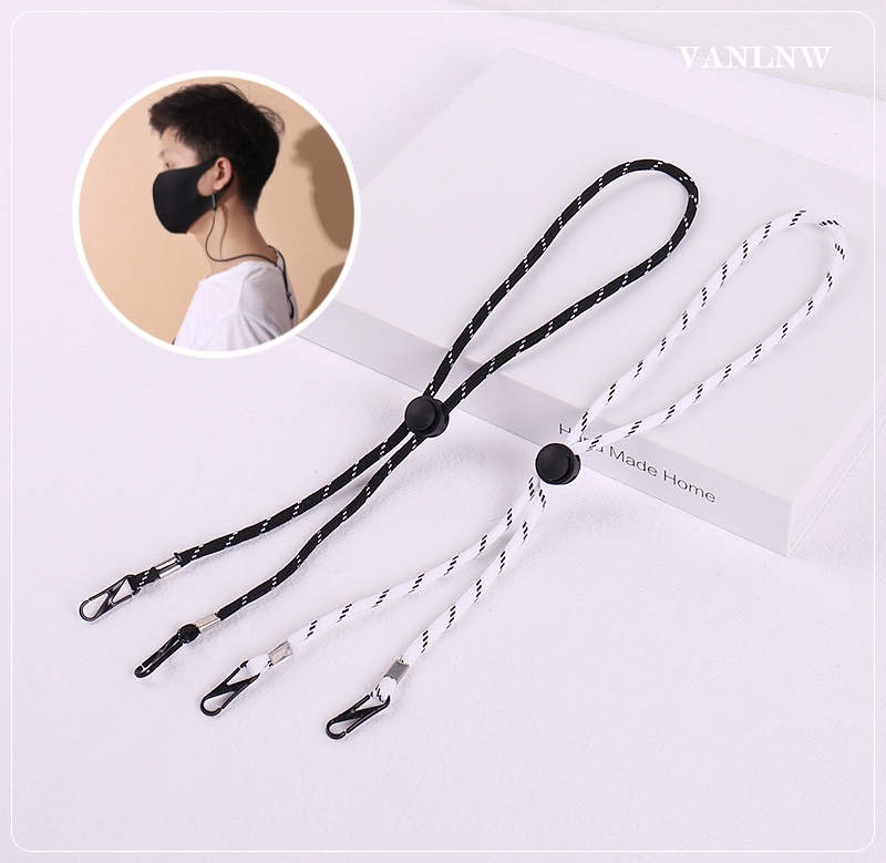 สายคล้องหน้ากากอนามัย MASK STRAPS BLACK AND WHITE สายคล้องแมส สำหรับผู้ใหญ่/เด็ก สายปรับระดับ คล้องคอได้ ใช้งานสะดวก