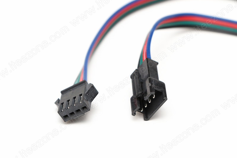 Connector RGB 4 pin แบบมีหัวคลิกล็อค (คู่ตัวผู้-ตัวเมีย) 15 cm