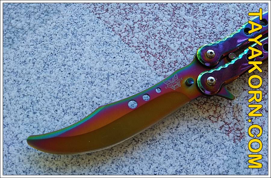 มีดซ้อมควง อีเอสโก บาลิซอง ES GO Rainbow Balisong Trainer Knife TKBS-ES1TR