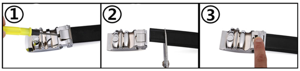 เข็มขัดหนังแท้สีดำ สีจากัวร์-สีเงิน