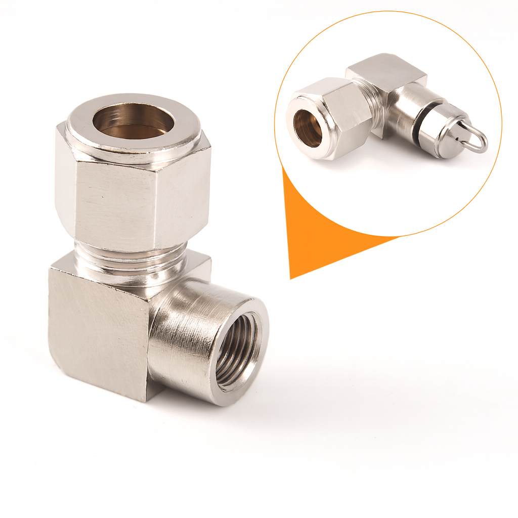 CHS-LK-014 ข้อต่อขันน็อต แรงดันสูง ข้องอ 90 องศา ขันน๊อตเกลียวใน 1/8"