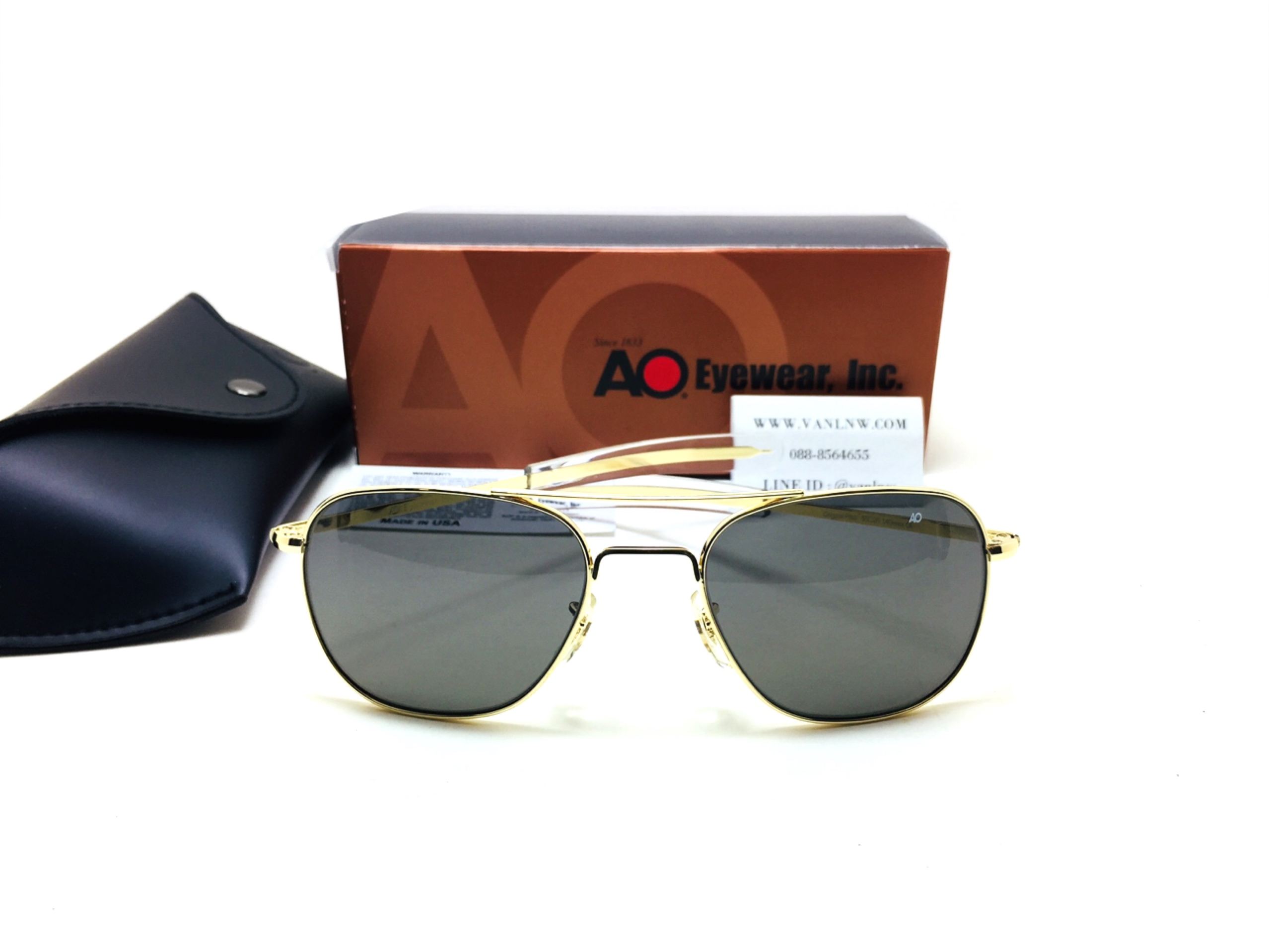 แว่นกันแดด Ao Original Pilot Made in USA (ทอง-เทา) ของแท้ 100%