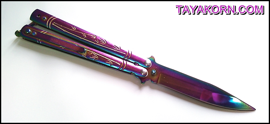 มีดบาลีซอง ใบไผ่สีรุ้ง Rainbow Bamboo Balisong TKBS0819a