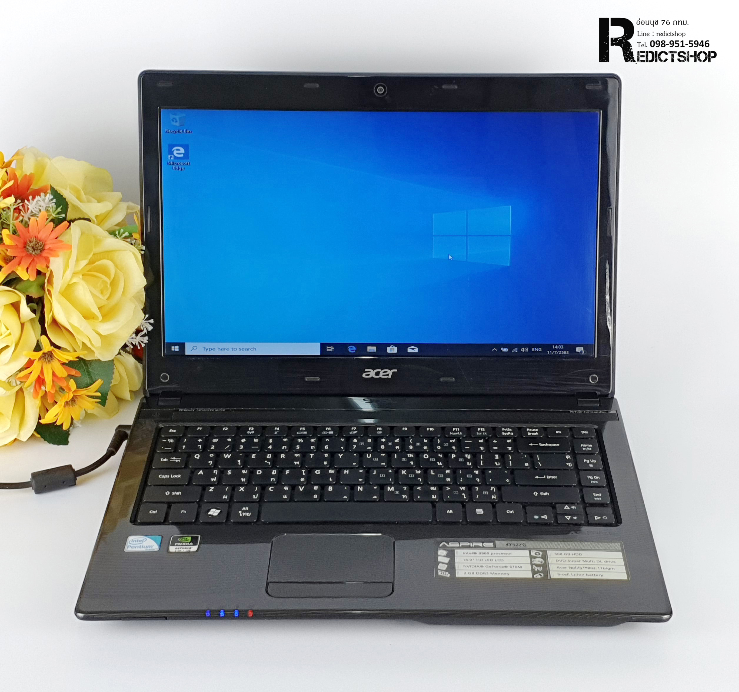 notebook ACER Aspire 4752ZG Pentium B960 มือสอง