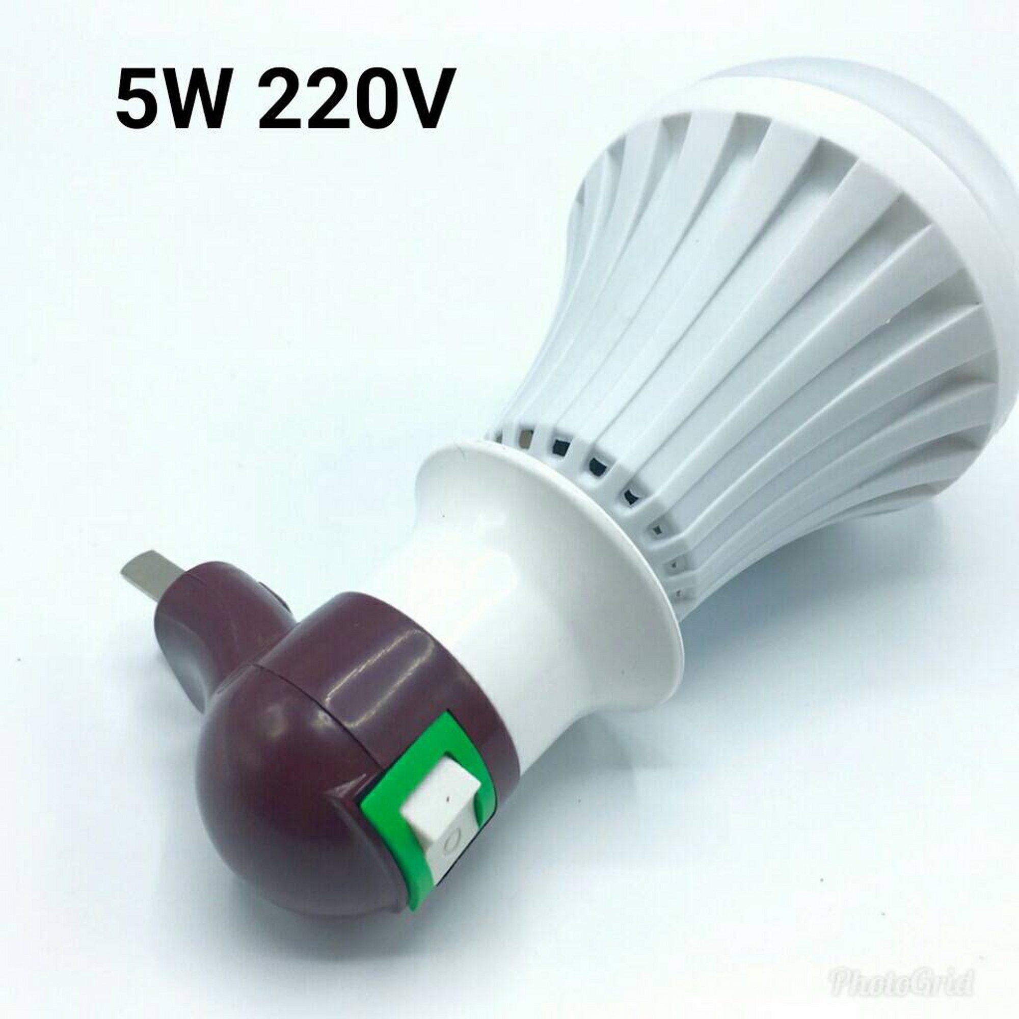 หลอดไฟอัจฉริยะฉุกเฉินแบตเตอรี่ในตัว(กันน้ำ) LED 5W 220V ( + สวิตช์โคมไฟติดผนังแบบติดผนัง)
