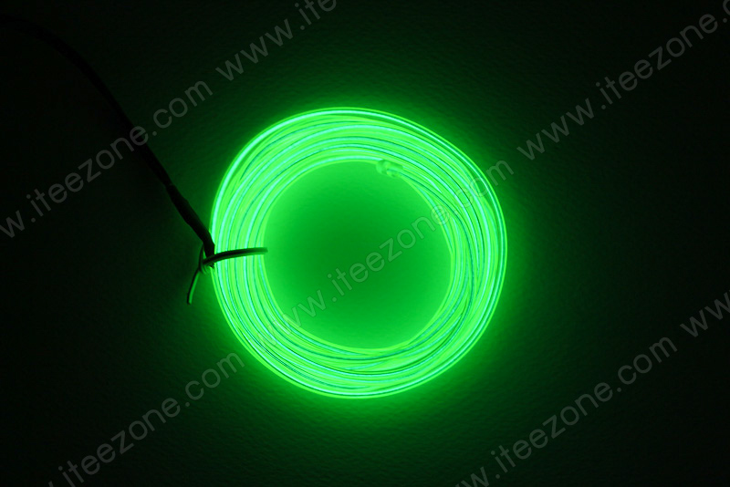 EL Wire 5 เมตร + รางถ่าน AA 2 ก้อน / สีเขียวมะนาว