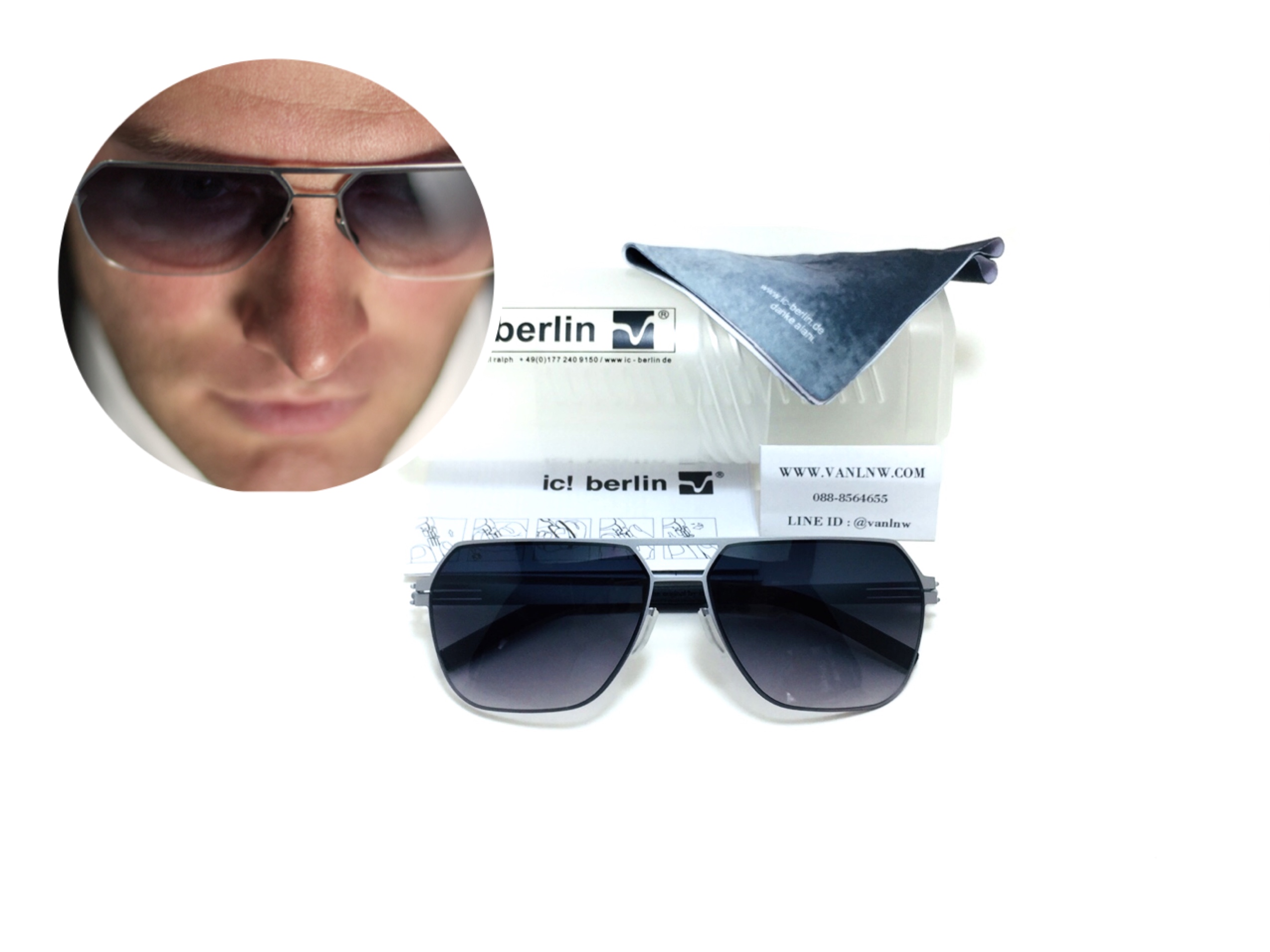 แว่นกันแดด ic berlin model boris n. chrome 60-15 <เงิน>