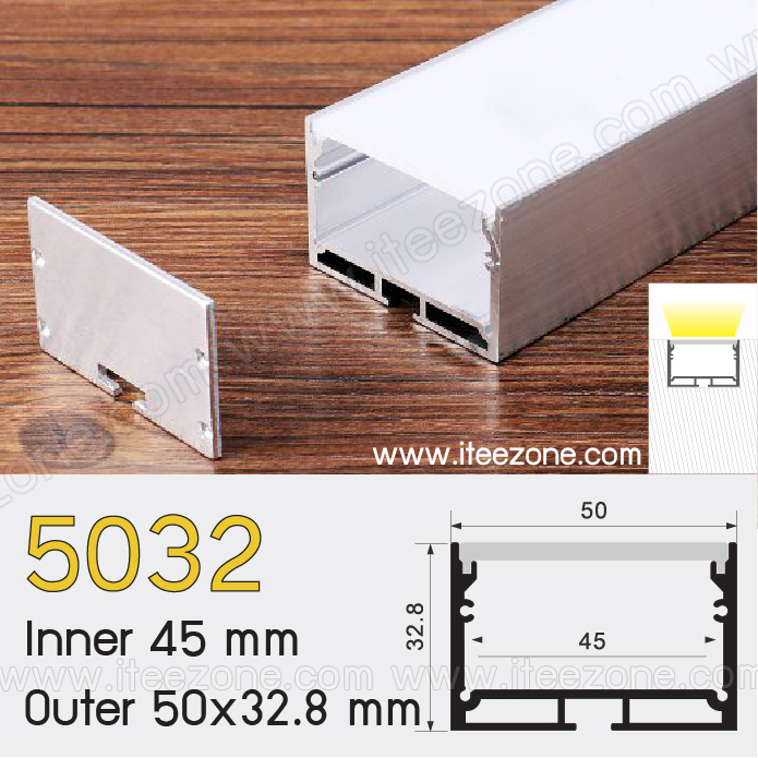 5032 รางแขวน รางติดลอย (ไม่มีสต๊อก สั่งล่วงหน้า 10-15 วัน) ราคาต่อ 1 เส้น ยาว 1 เมตร รางอลูมิเนียม (Aluminium Profile) รางไฟ Aluminium Profile รางอลูมิเนียม ใช้กับไฟเส้น LED รางไฟเส้น rail led track โพรไฟล์