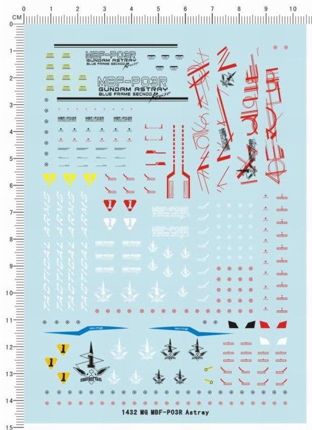 decals MG Gundam MBF-P03R Astray Blue Frame Second Revise Decal 1432