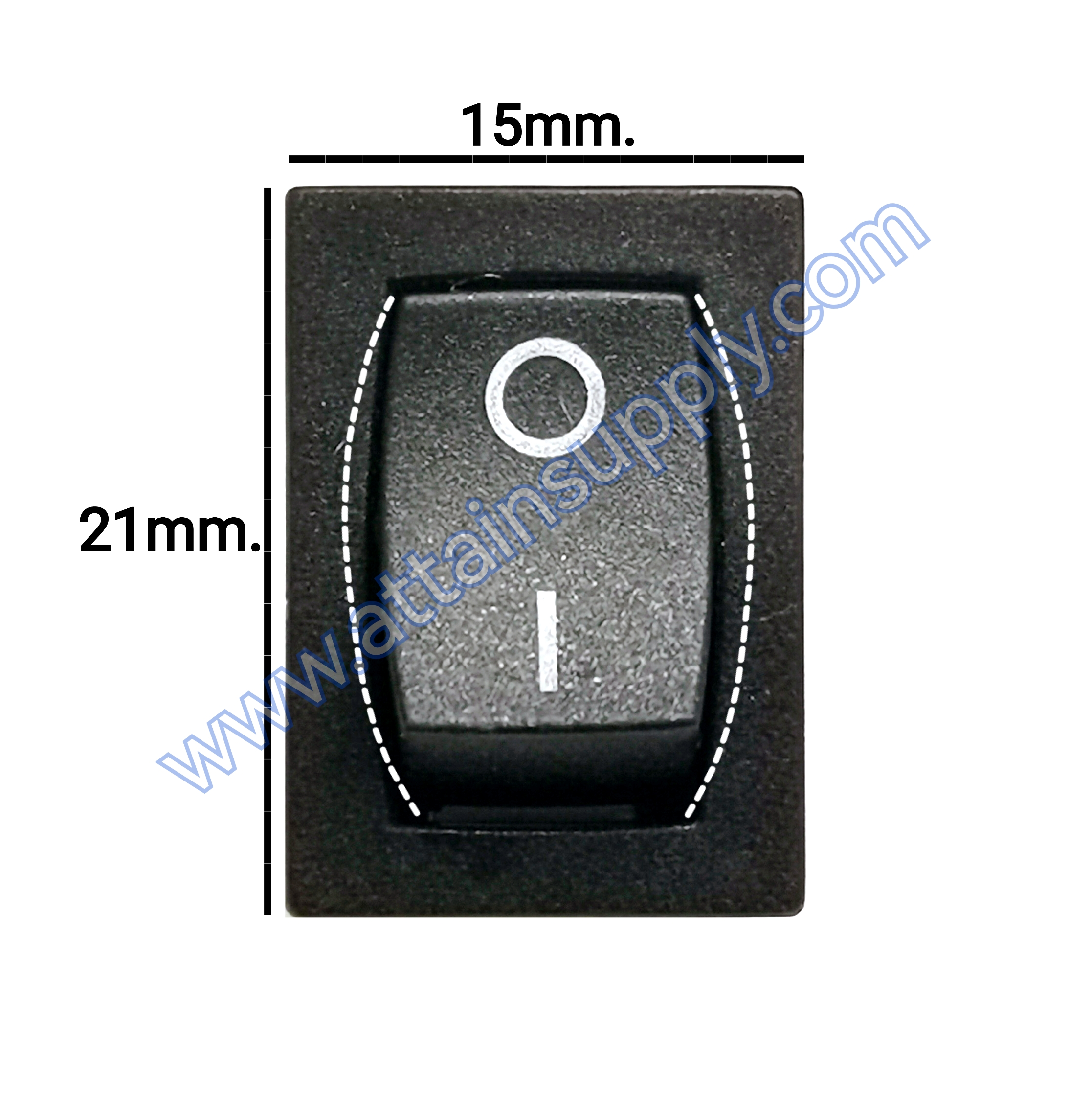 สวิทช์ IOเหลี่ยมเล็ก-หน้ามน 2ขา/ไม่มีไฟ-สีดำ