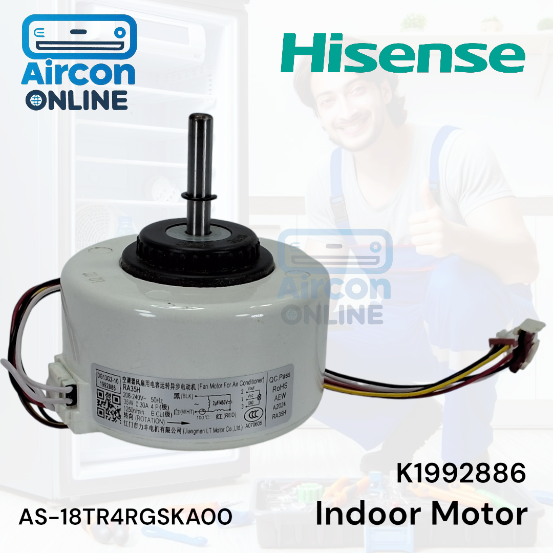 มอเตอร์แฟนคอยล์ แอร์ HISENSE รุ่น AS-18TR4RYGSKA00 รหัส K1992886 ของแท้ มือ 1