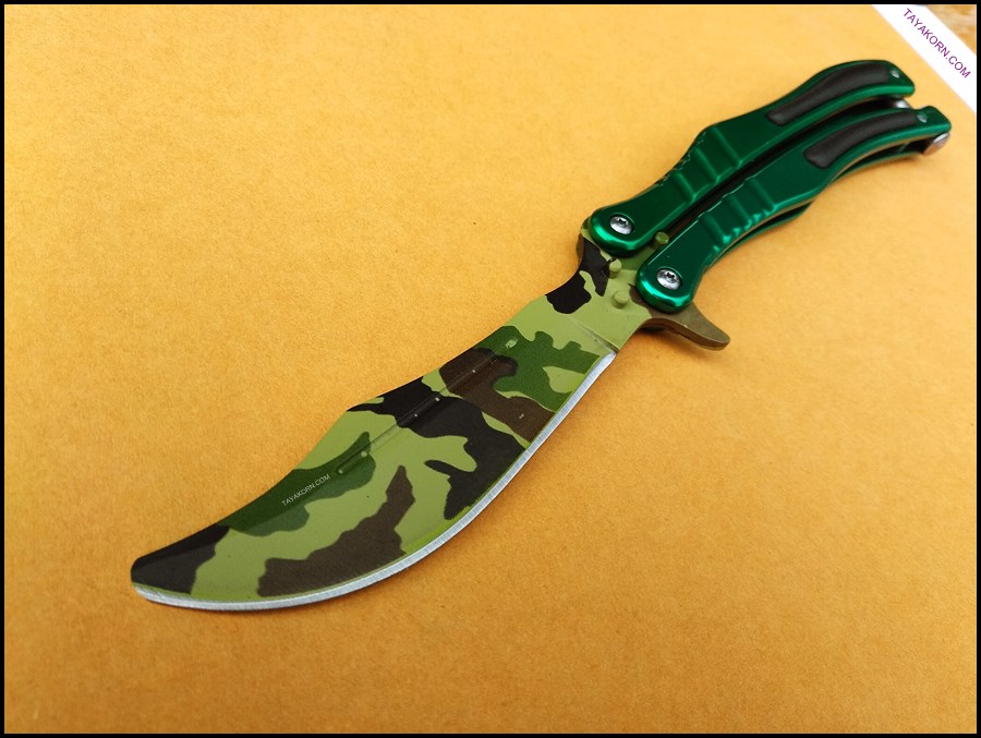 มีดซ้อมควง ซีเอสโก กรีนคาโม่ ZS GO GREEN CAMO Balisong TRAINER Knife TKBS-ZS8TR