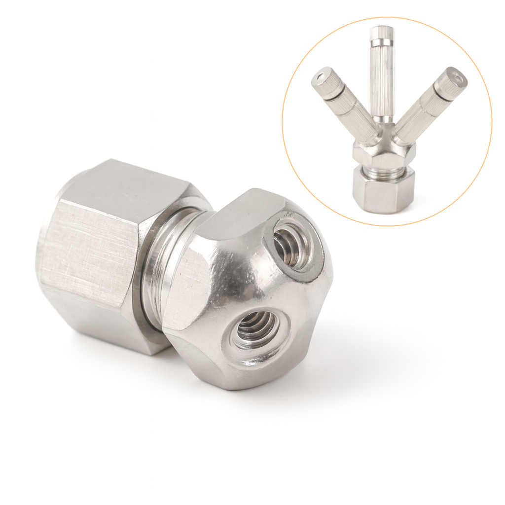CHS-LK-013 ข้อต่อขันน็อต แรงดันสูง ต่อตรง 3 รู เกลียวใน 3/16"