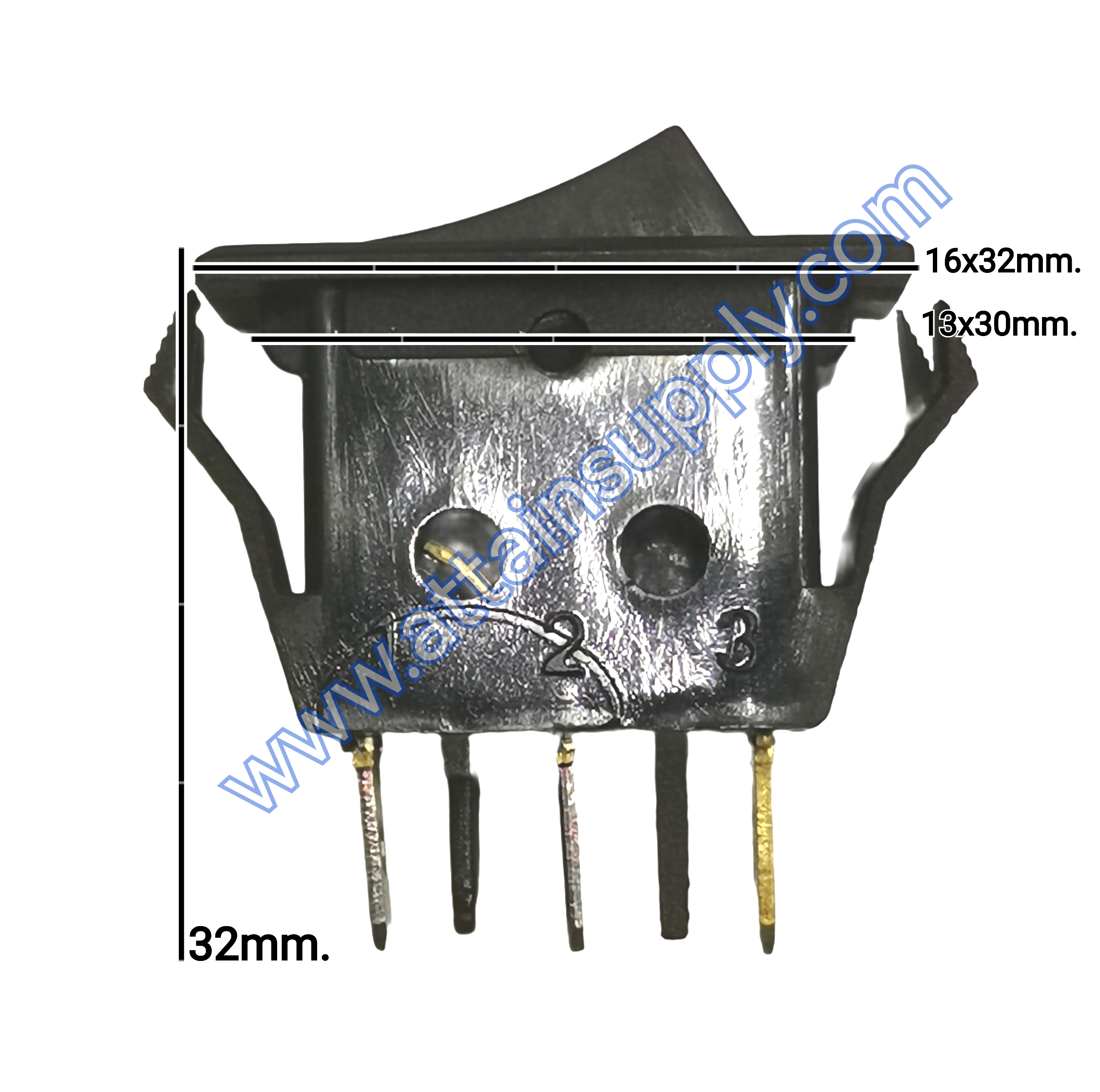 สวิทช์ ไฟจุด-เหลี่ยมบาง 12V./3ขา มีไฟ-สีแดง