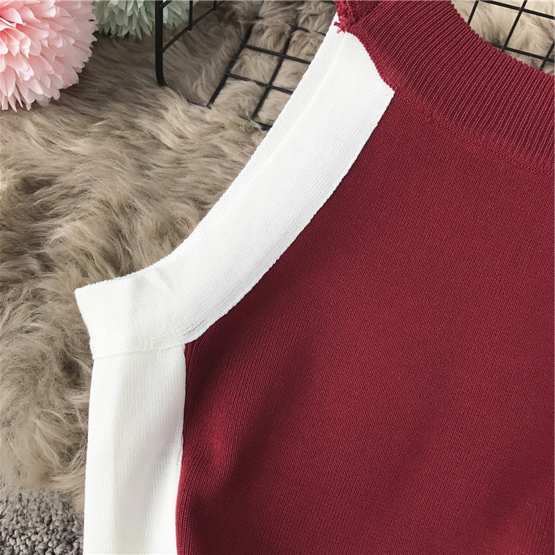 เดรสผ้านิตติ้ง ยืดกระชับเข้ารูปตามสัดส่วน Free size สีแดง