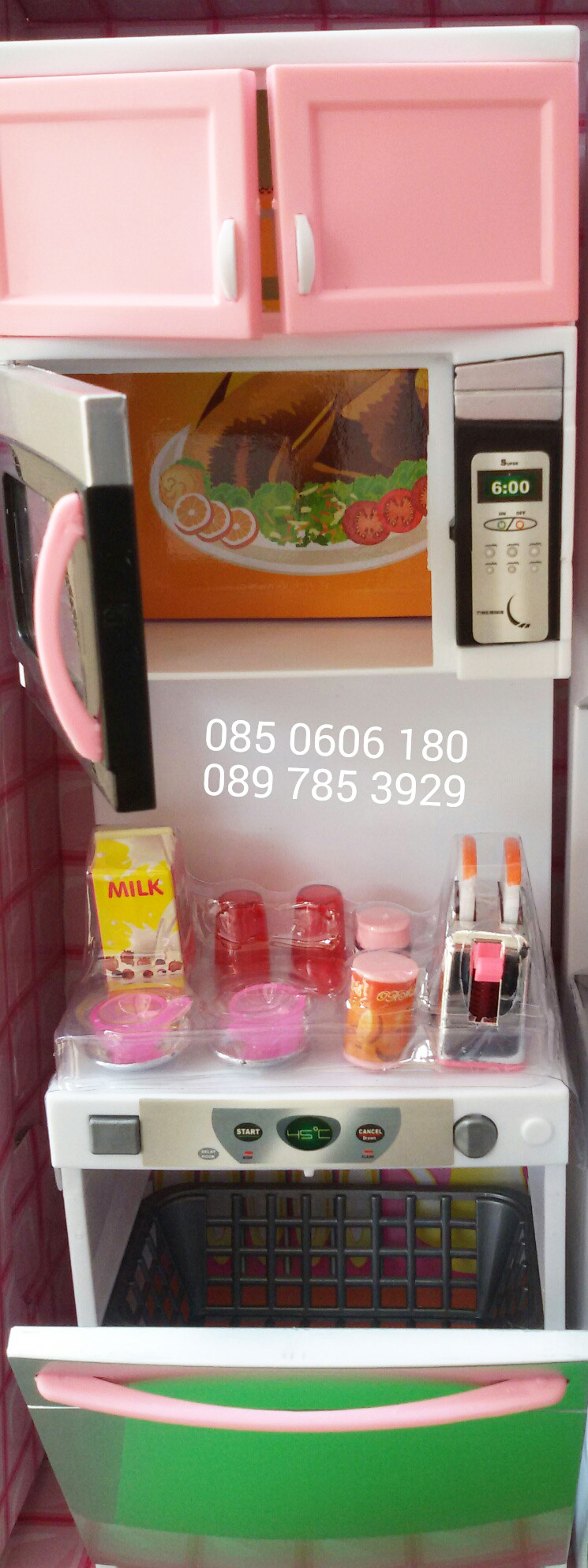 ชุดห้องครัวของเล่นเด็ก มีไมโครเวฟ มีตู้เย็น Modern Kitchen