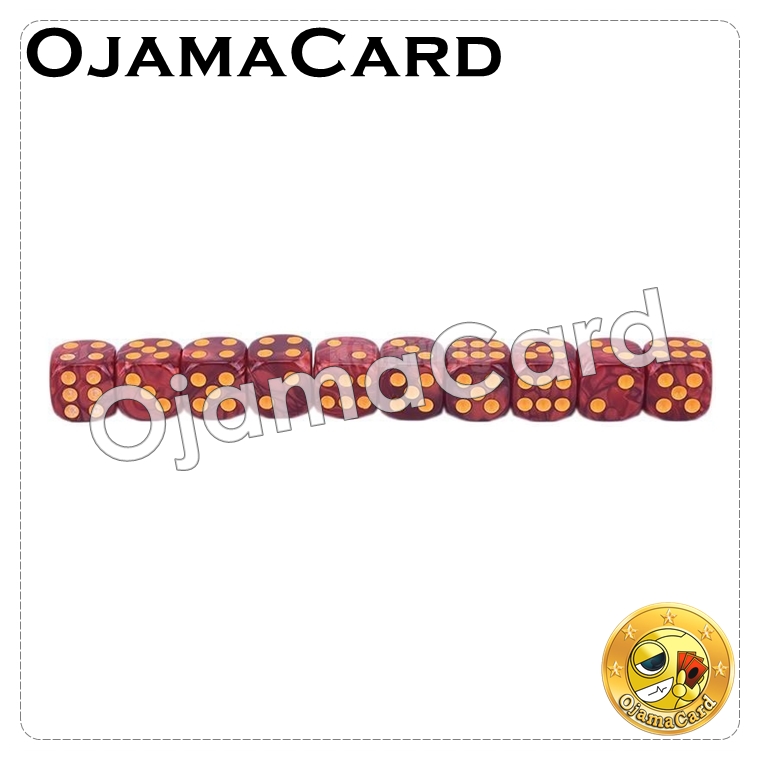 16MM 6 Sided Dice Block — Opaque : Red | Gold「1 Dice」