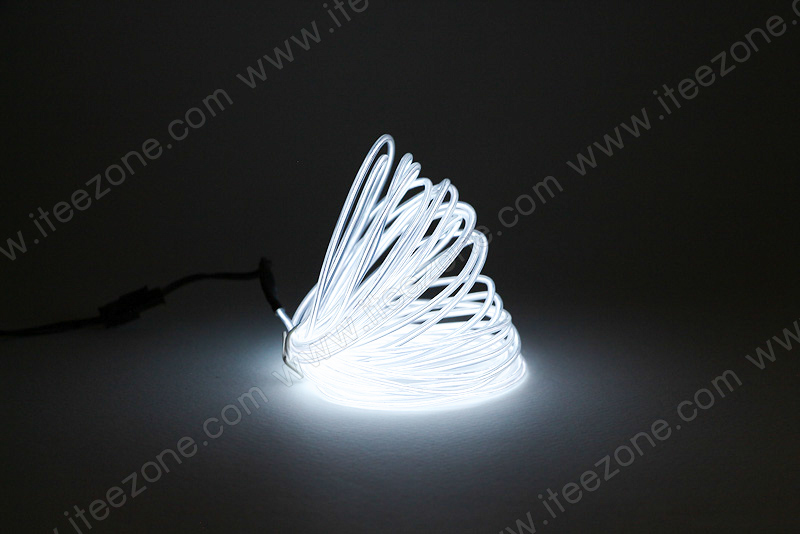 EL Wire 5 เมตร + รางถ่าน AA 2 ก้อน / สีขาว