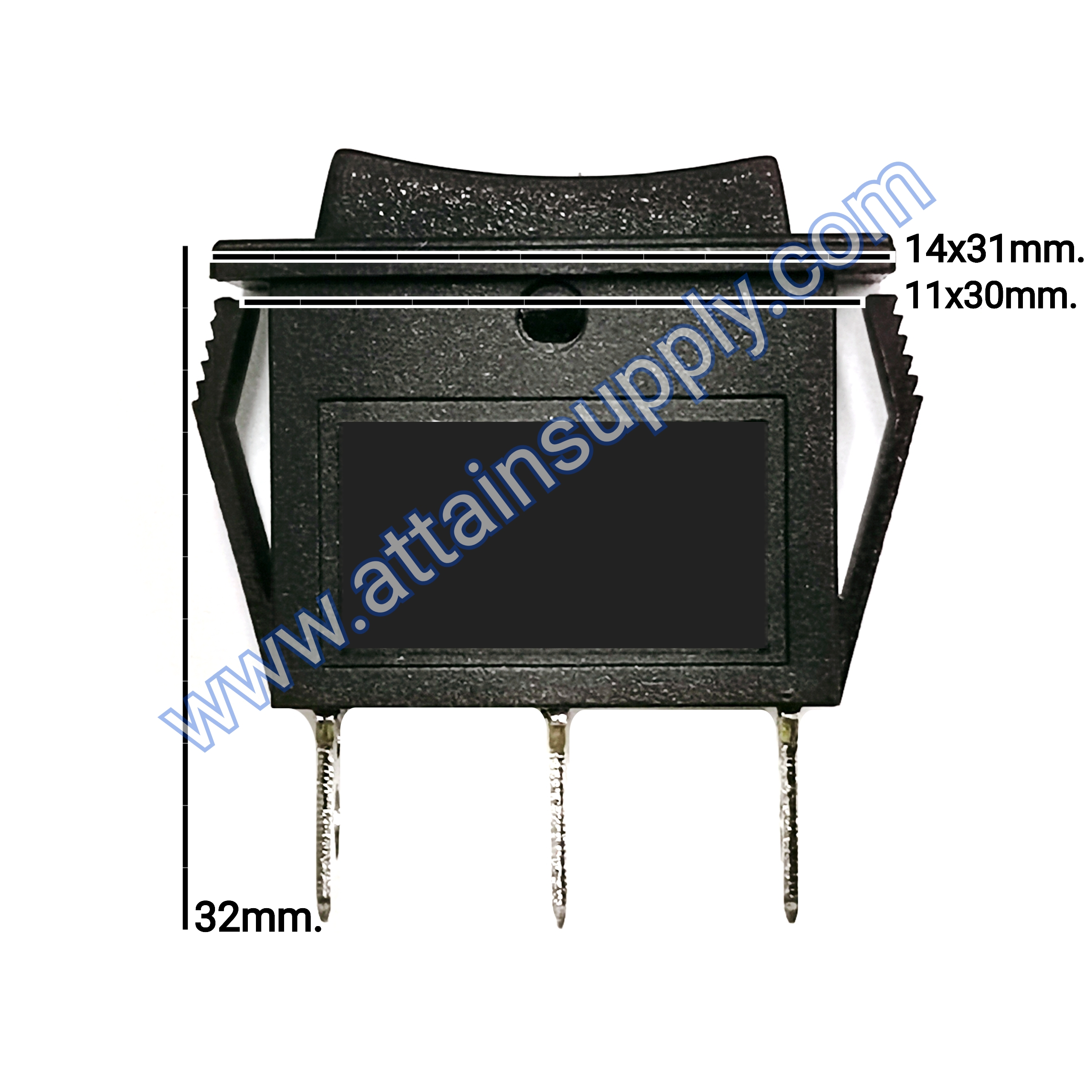 สวิทช์ IOII เหลี่ยมผอม 3ขา/ไม่มีไฟ-สีดำ