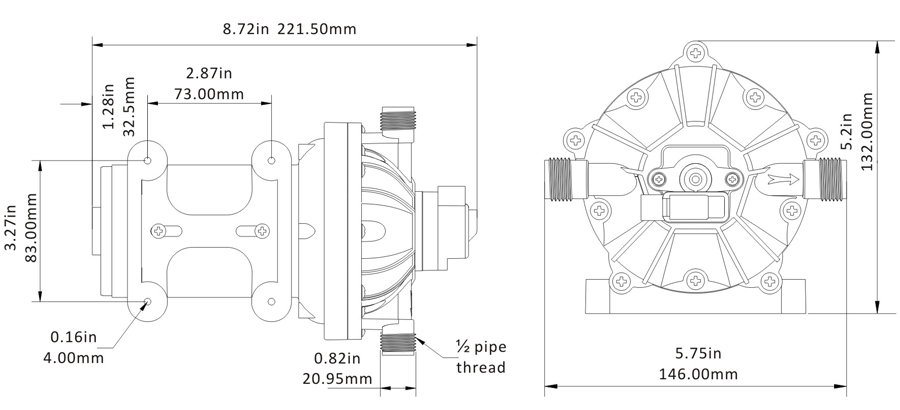 SEAFLO ปั๊มน้ำ DC12V รุ่น SEAFLO-51 แรงดัน 4.1 บาร์ 1,200 ลิตร/ชม.( ปั๊มสูบน้ำ/พ่นหมอก/สปริงเกอร์ )