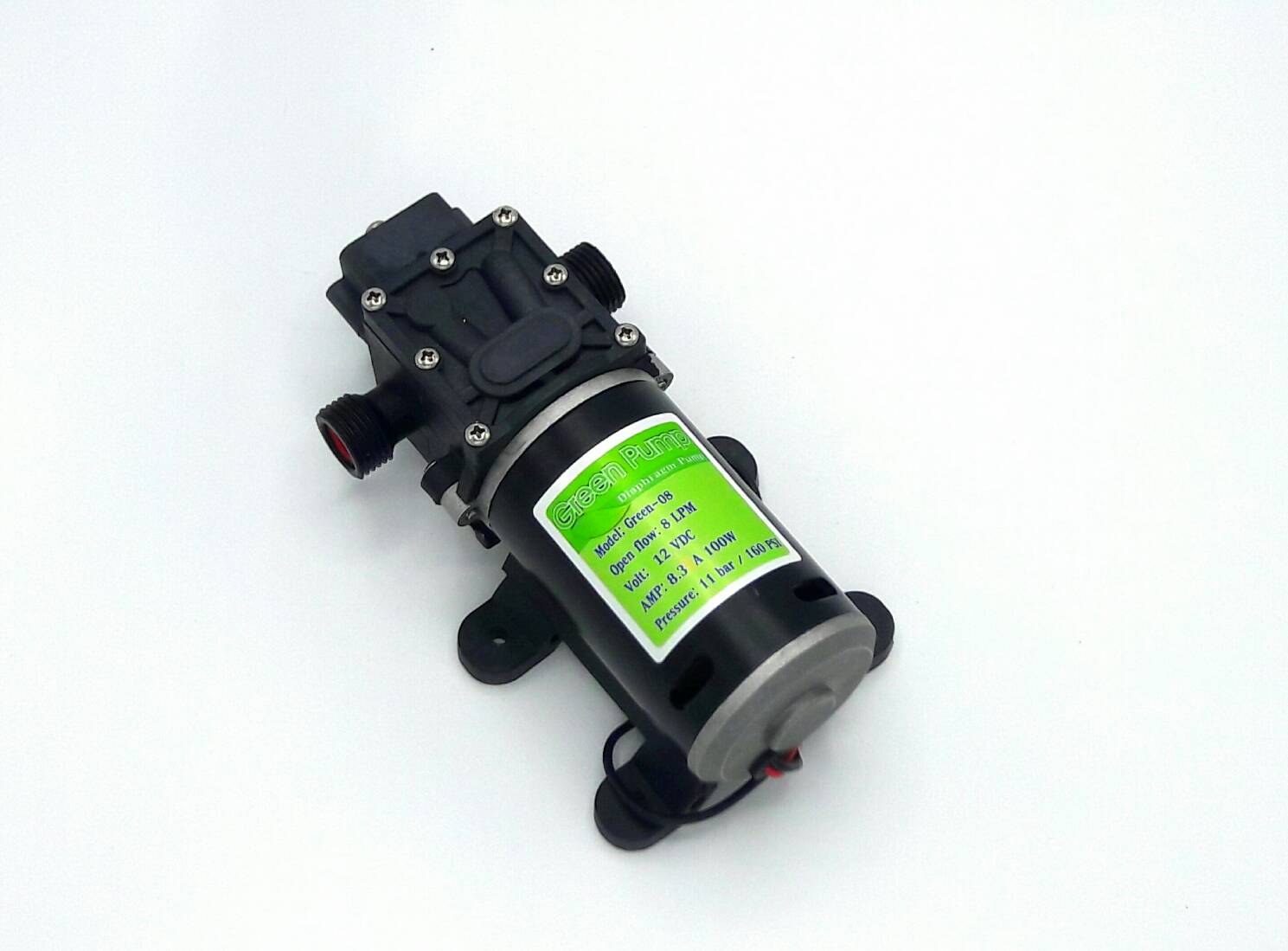 GREEN PUMP ปั๊มน้ำ ปั๊มพ่นยา DC12V GREEN-08 แรงดัน 11 บาร์ แบบเกลียวนอก 1/2" (No Pressure switch) SKU-518