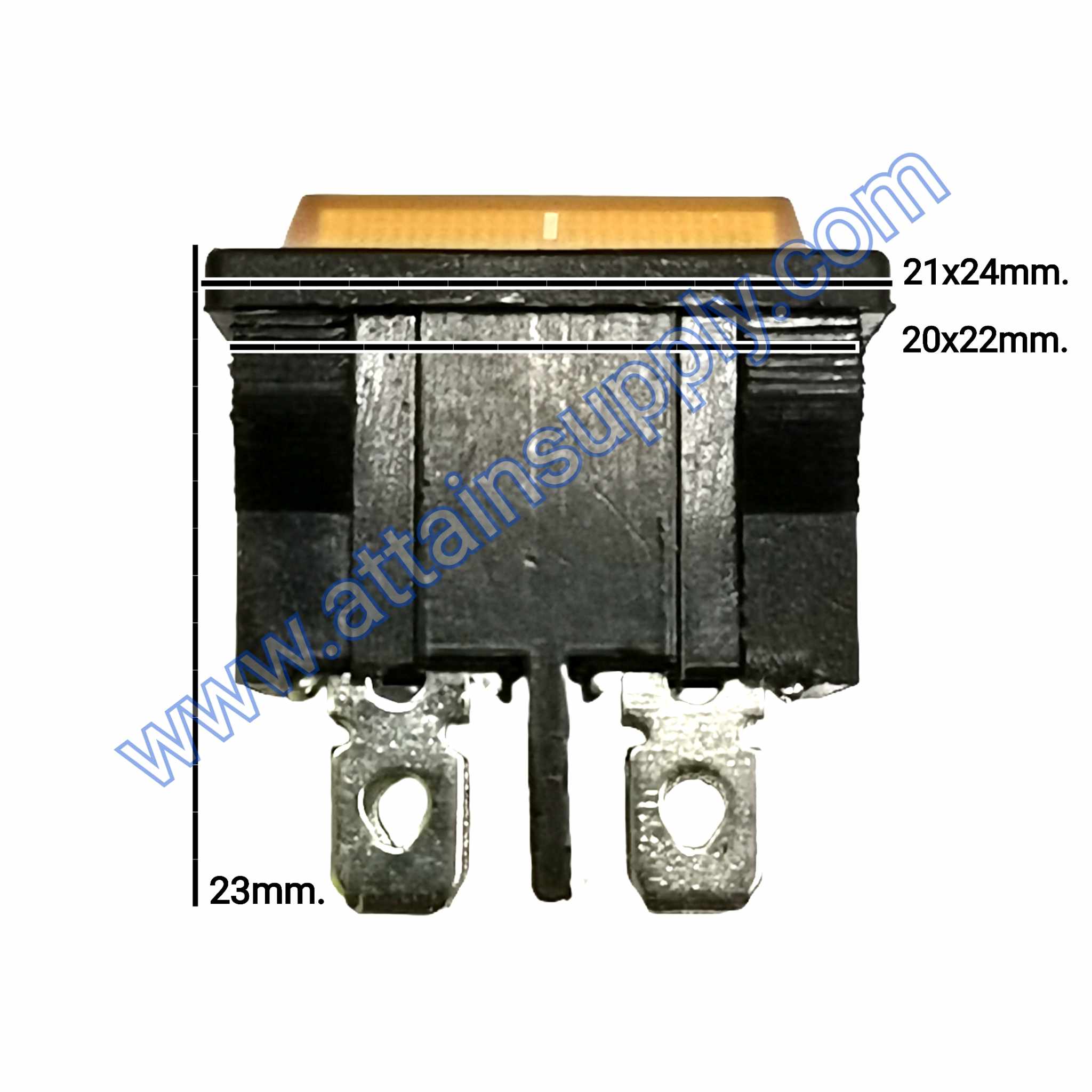 สวิทช์IOเหลี่ยม KCD5 4ขา/มีไฟ-สีเหลือง (21x24MM.)