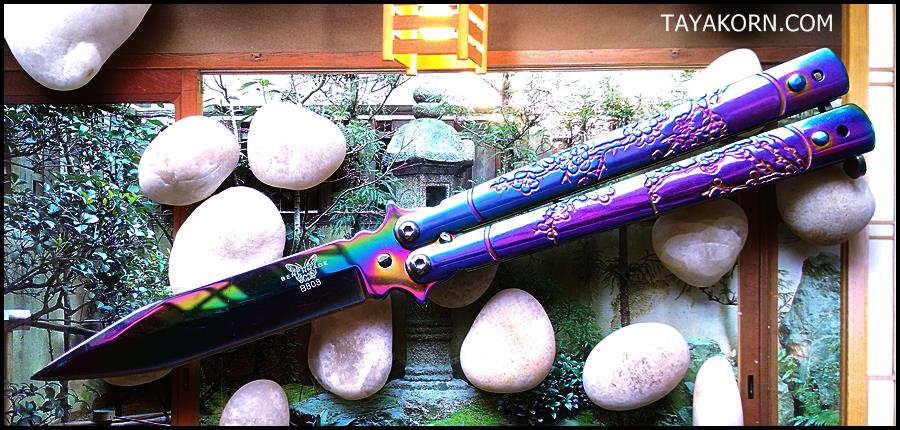 มีดควง เรนโบว์ซากุระบาลิซอง Rainbow Sakura Balisong Knife TKBS-SK55