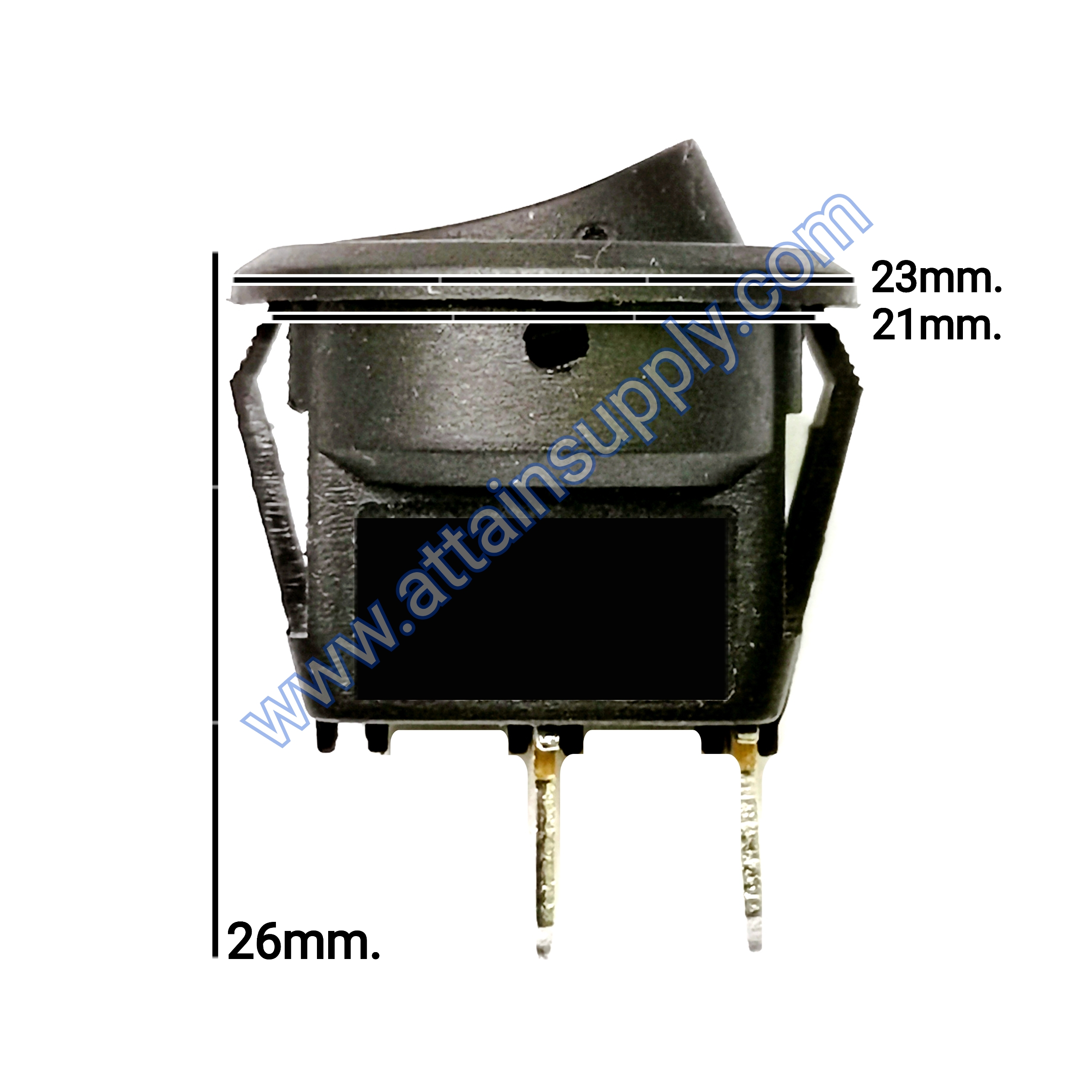 สวิทช์ IOกลม 2ขา ฐานเหลี่ยม/ไม่มีไฟ-สีดำ