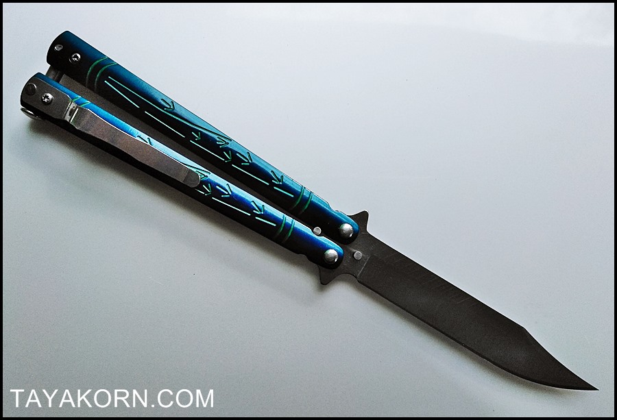 มีดบาลีซอง ใบไผ่น้ำเงิน Blue Bamboo Balisong TKBS-BT2