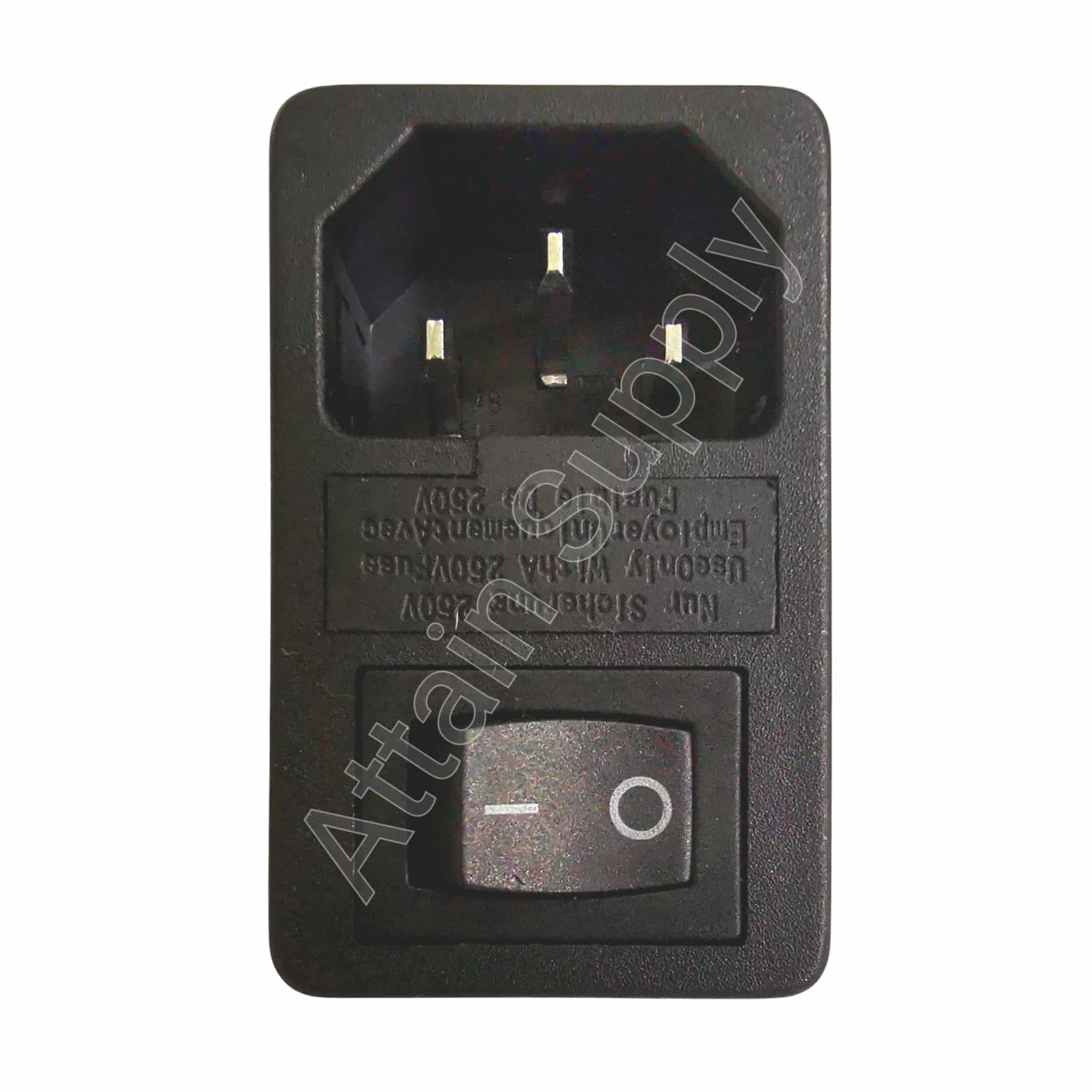 เต้ารับAC-3ขาผู้+ช่องฟิวส์+สวิทช์ ติดแท่น ขอบริมล็อค