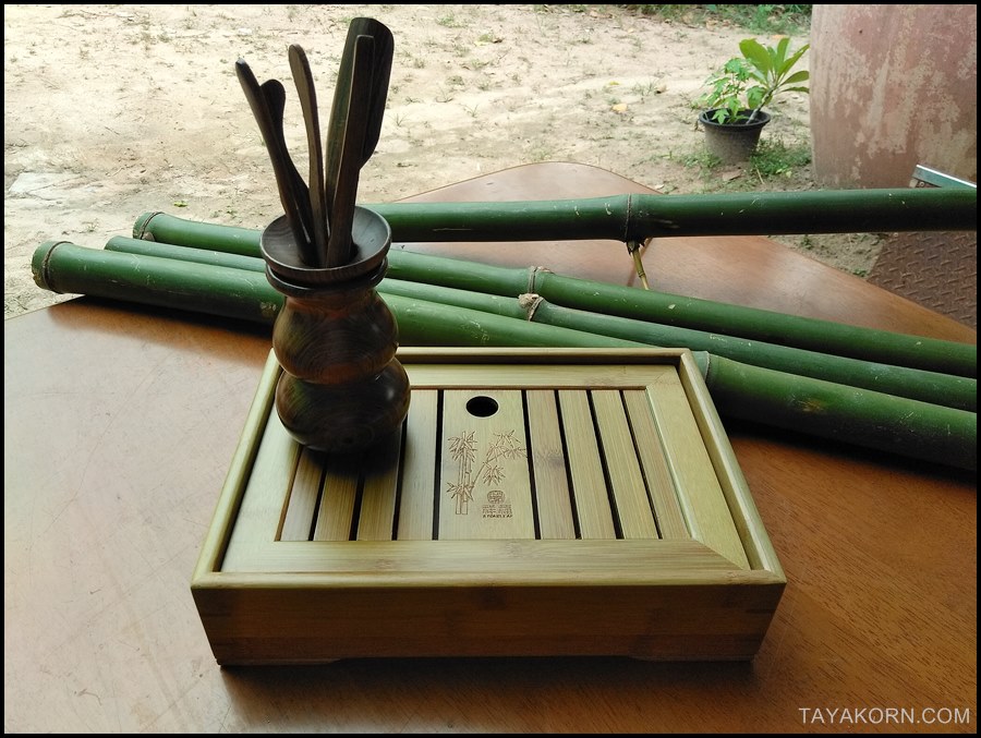ถาดรองน้ำชาไม้ไผ่ แบบA1 Bamboo Tea Tray Tyle A1( สีเขียว )