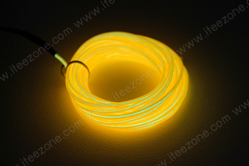 EL Wire 5 เมตร + รางถ่าน AA 2 ก้อน / สีเหลือง