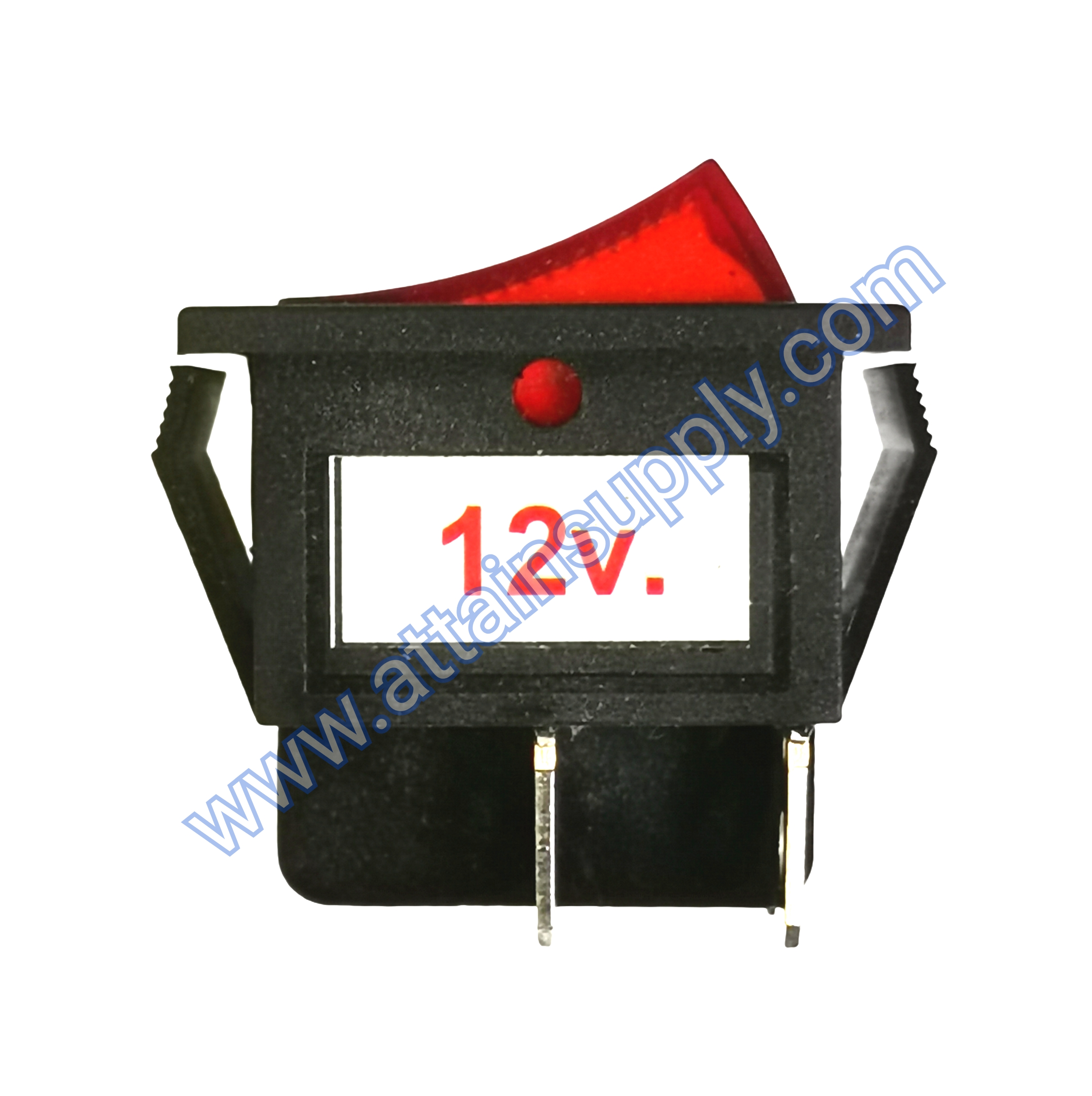 สวิทช์ IO เหลี่ยมใหญ่ 12V./4ขา มีไฟ-สีแดง