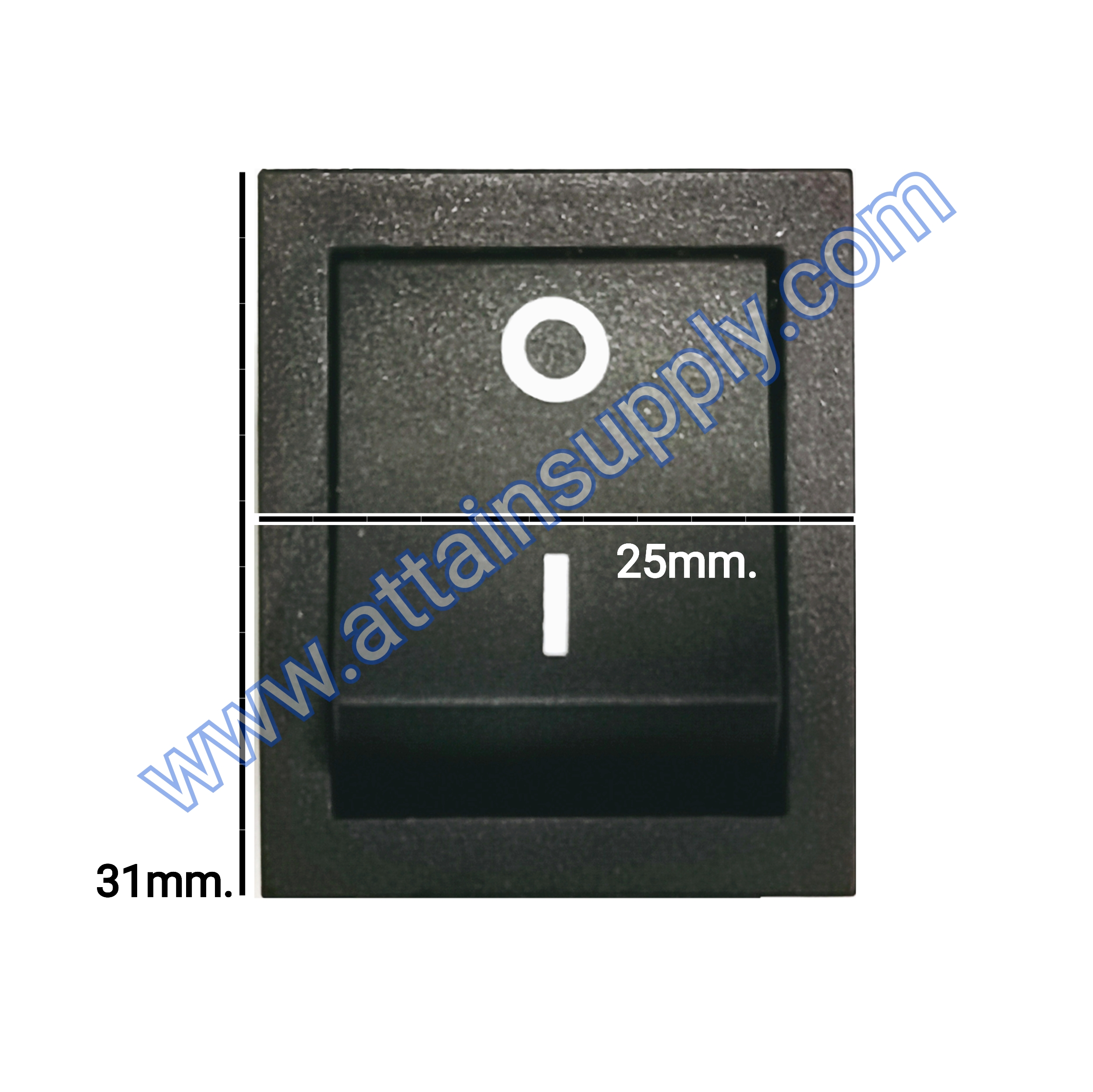 สวิทช์ IO เหลี่ยมใหญ่ 6ขา/ไม่มีไฟ-สีดำ 15/30A.