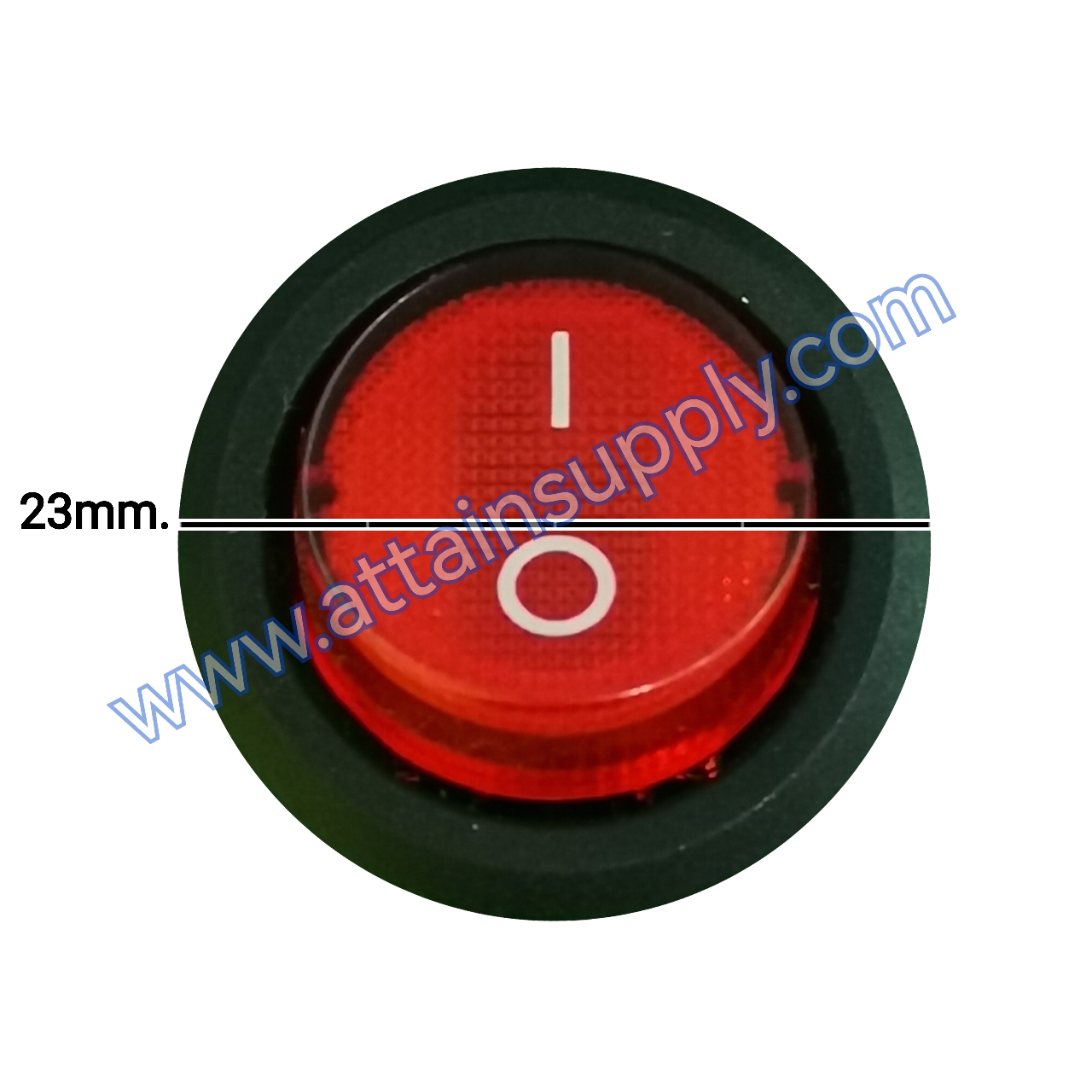 สวิทช์ IO กลม-ไฟเต็ม 220V./4ขา มีไฟ-สีแดง