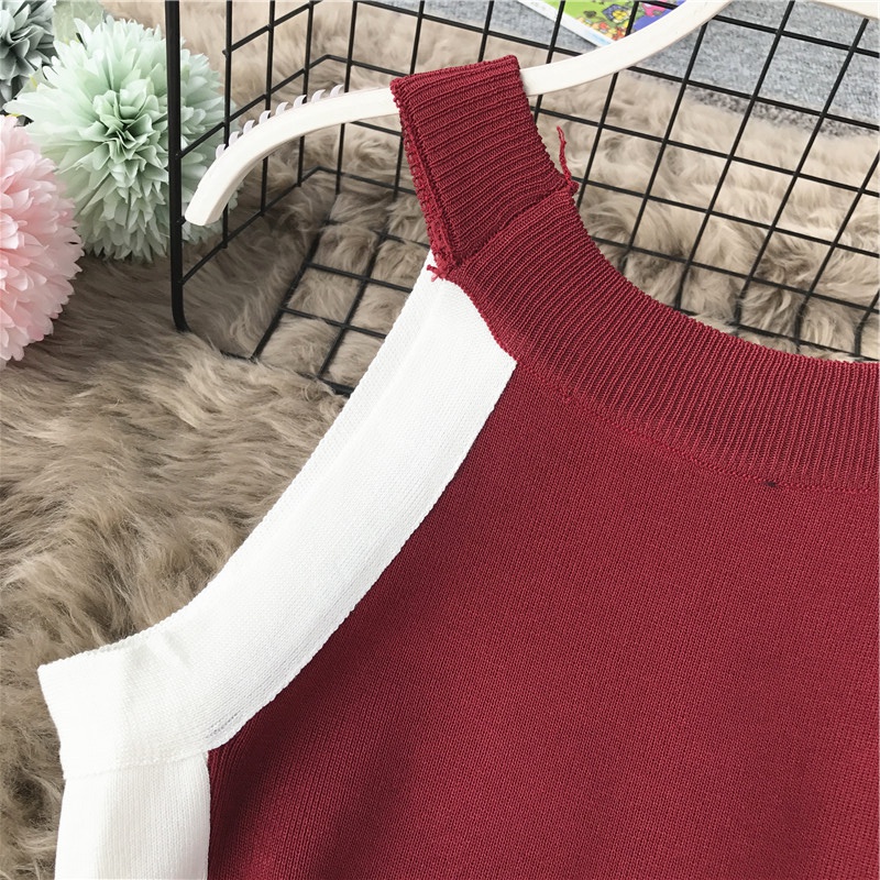 เดรสผ้านิตติ้ง ยืดกระชับเข้ารูปตามสัดส่วน Free size สีแดง