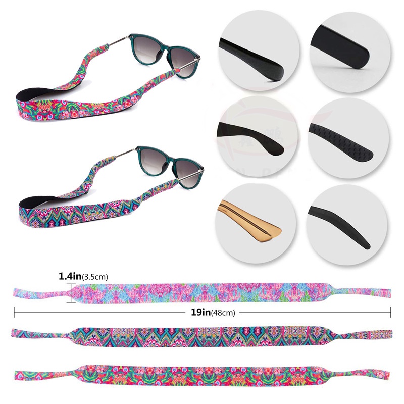 สายคล้องแว่น vintage bohemian วัสดุ Neoprene ทำความสะอาดง่าย ระบายเหงื่อได้ดี น้ำหนักเบา สีสันสดใสสวยงาม