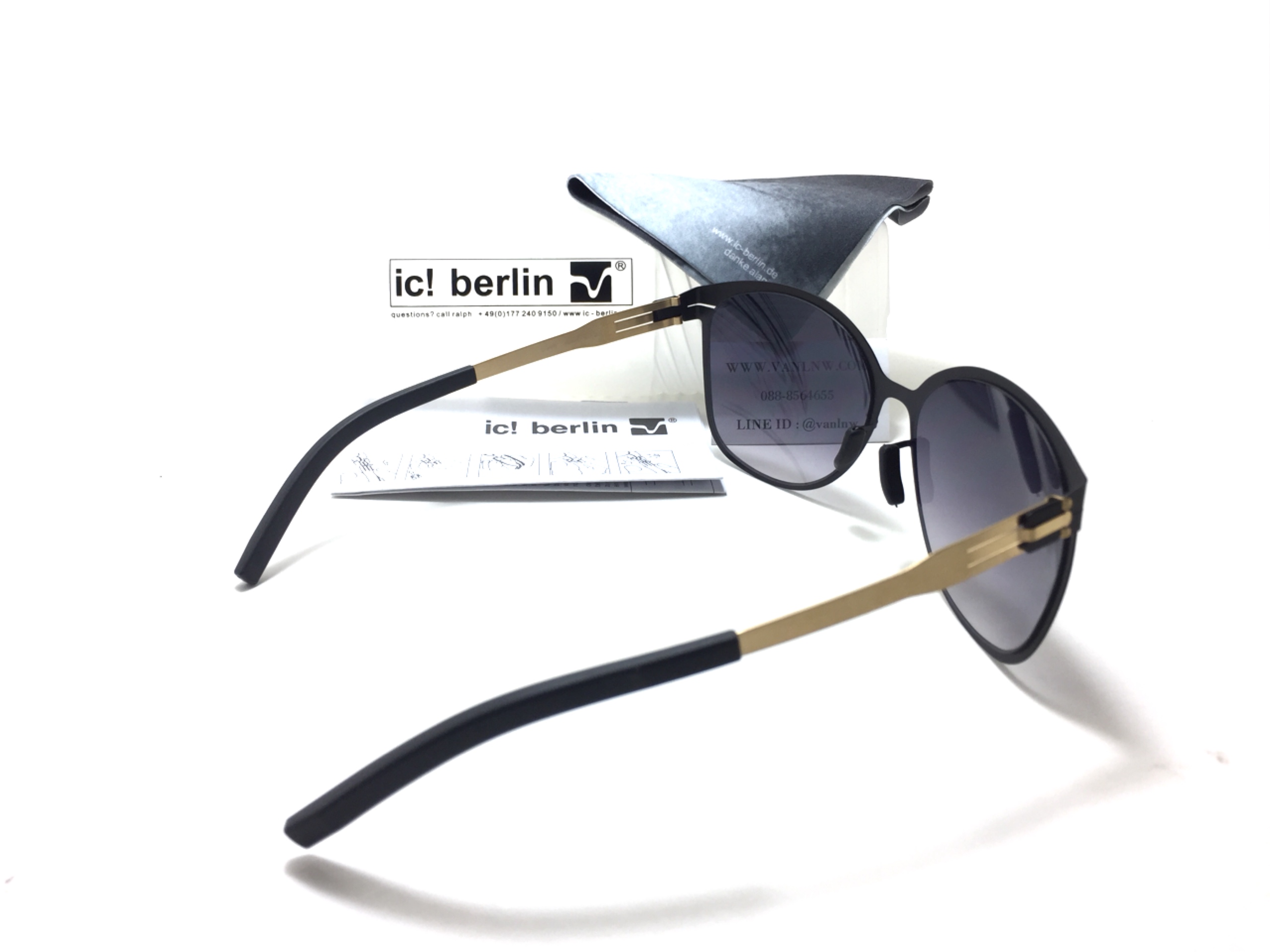 แว่นกันแดด ic berlin model craauante black/Gold 61-14 <ทอง>