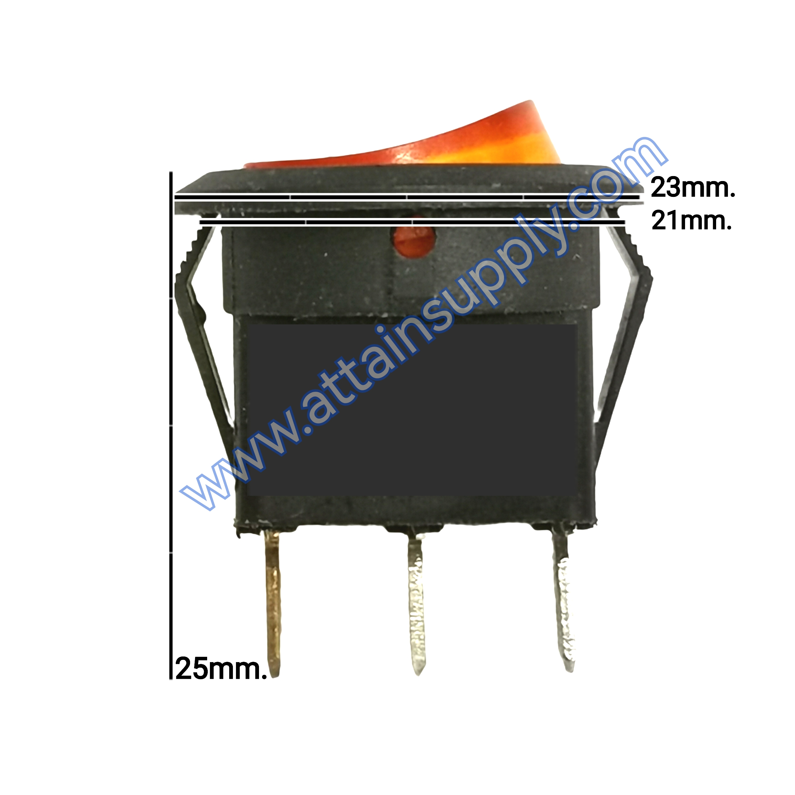 สวิทช์ IO กลม-ไฟเต็ม 12V./3ขา มีไฟ-สีเหลือง