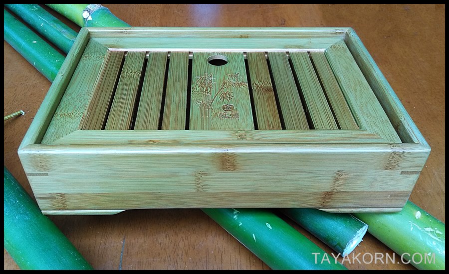 ถาดรองน้ำชาไม้ไผ่ แบบA1 Bamboo Tea Tray Tyle A1( สีเขียว )