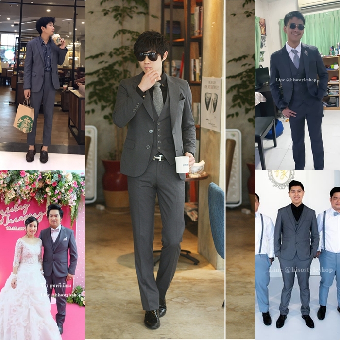 สูท,ชุดสูทเจ้าบ่าว,สูทผู้ชาย สีเทาเข้ม พร้อมส่ง S,M,L,XL,2XL,3XL,4XL