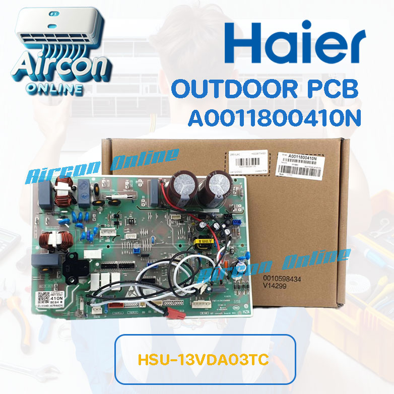 แผงบอร์ด ตัวนอก Outdoor PCB แอร์ HAIER รุ่น HSU-13VDA03TC รหัส A0011800410N [ 410N ] ของแท้ มือ 1