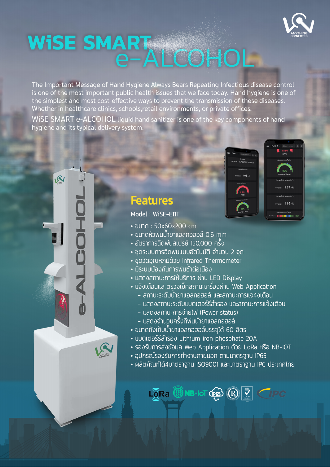 เครื่องพ่นละอองฝอยแอลกอฮอล์อัจฉริยะ พร้อมตรวจวัดอุณหภูมิร่างกาย