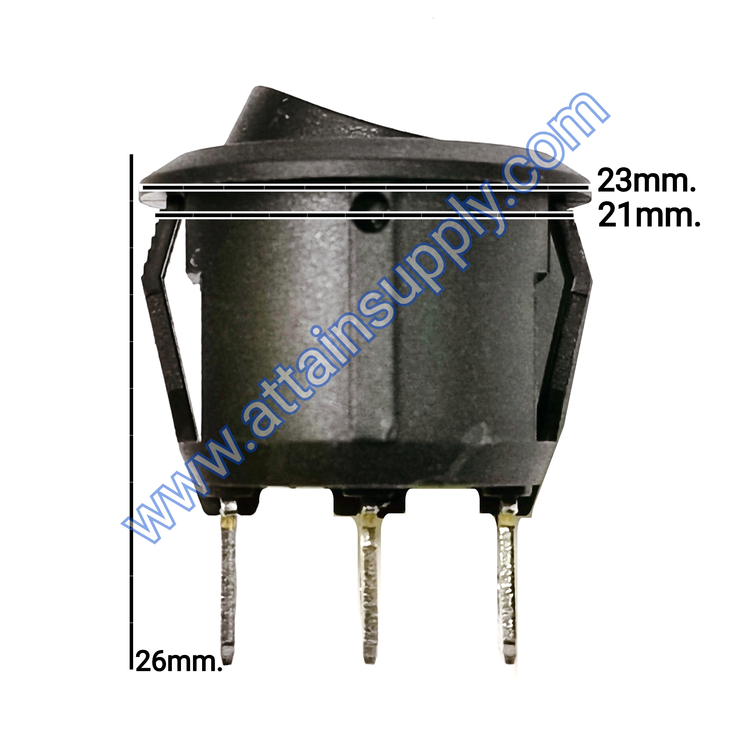 สวิทช์ IOกลม 3ขา ฐานกลม/ไม่มีไฟ-สีดำ