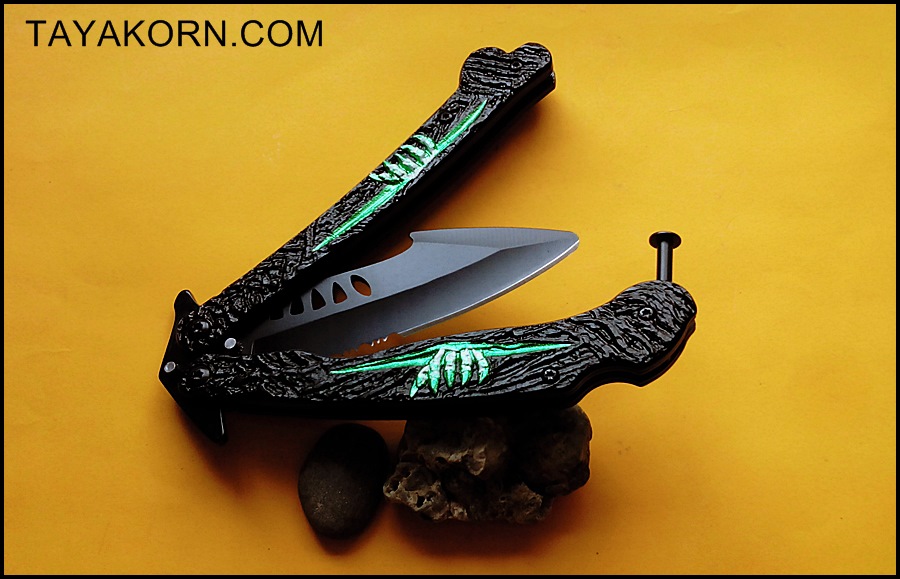 มีดซ้อมควง เดอะโครว์อีกาดำ The Crow Balisong Trainer Knife