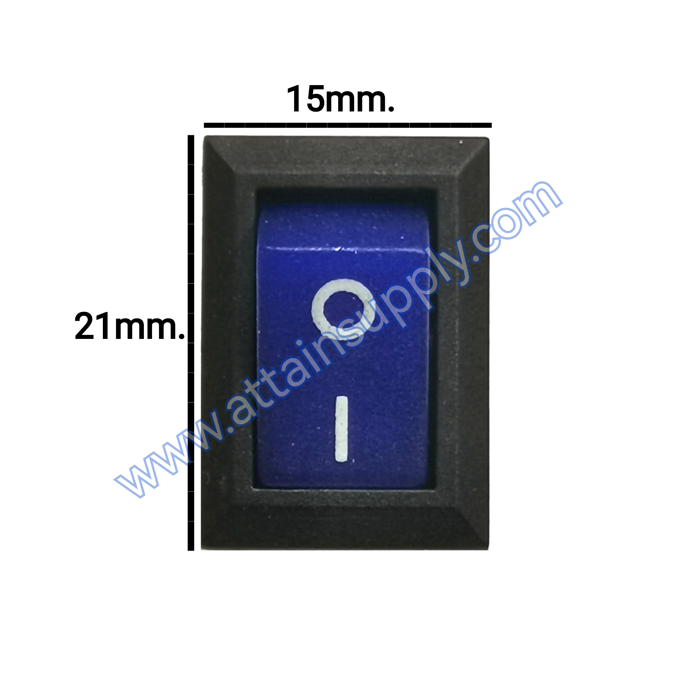 สวิทช์ IOเหลี่ยมเล็ก 2ขา/ไม่มีไฟ-สีน้ำเงิน