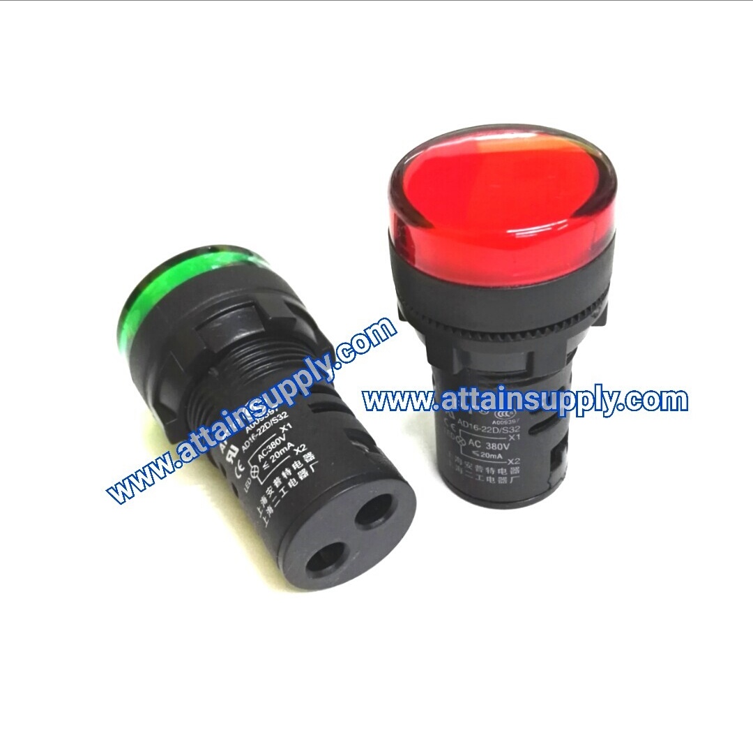 หลอดหน้าปัดหัวตัด22MM.-380V/สีแดง