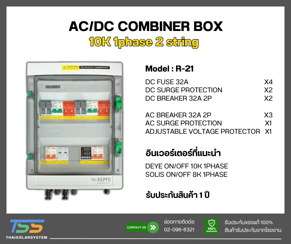 AC/DC combiner box 10kW 1phase 2 string Model R-21