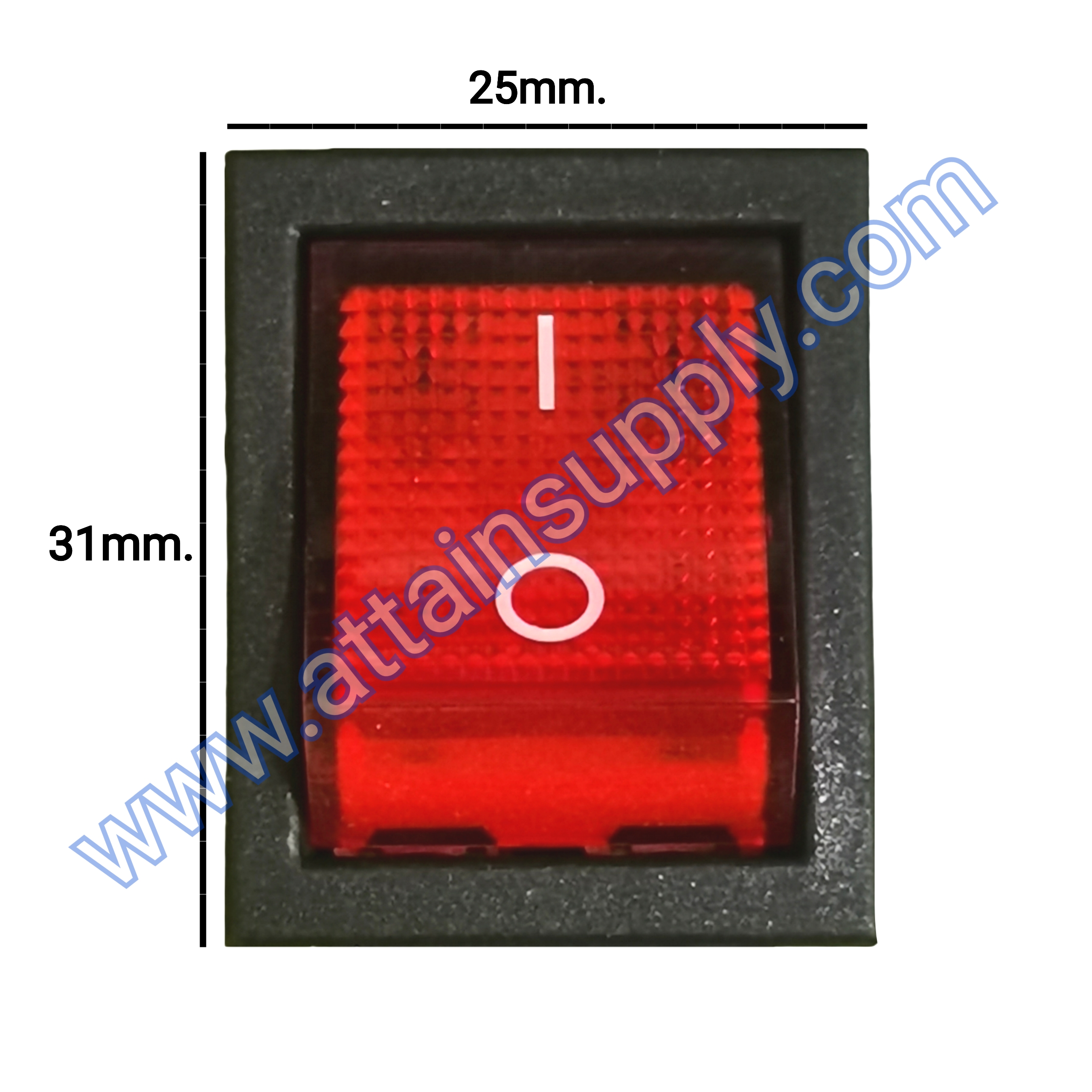 สวิทช์ IO เหลี่ยมใหญ่ 12V./4ขา มีไฟ-สีแดง