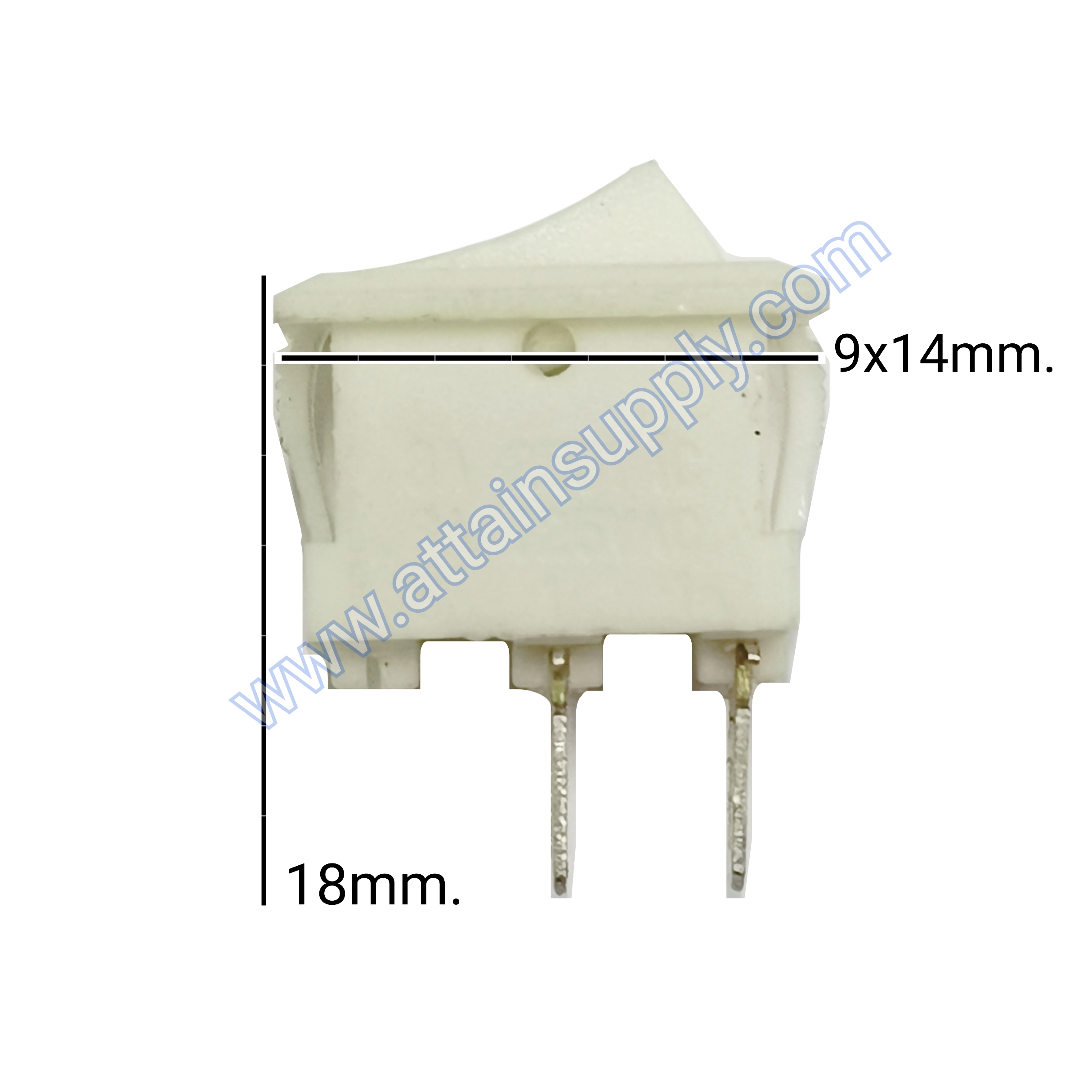 สวิทช์ หน้าจุดเหลี่ยมจิ๋ว 2ขา/ไม่มีไฟ-สีขาว(จุดแดง)